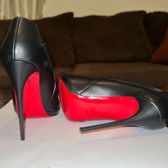 Bootstagram Red Sole Peep-Toe Bootie, Black - Picture 6 of 10